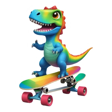 Rainbow dinosaur riding a skateboard  sticker