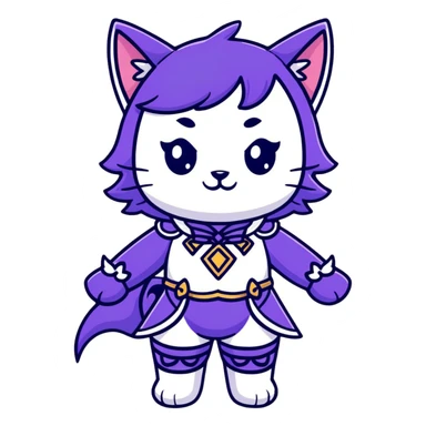 catgirl character with detailed fantasy costume, magical vibe, anime look sticker