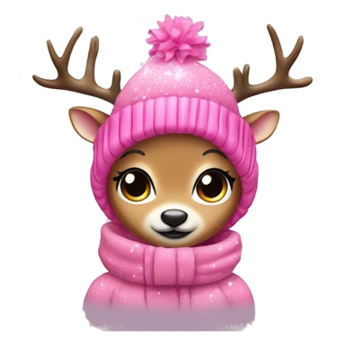 A cute winter themed deer with lashes and pink glitter outfit  sticker