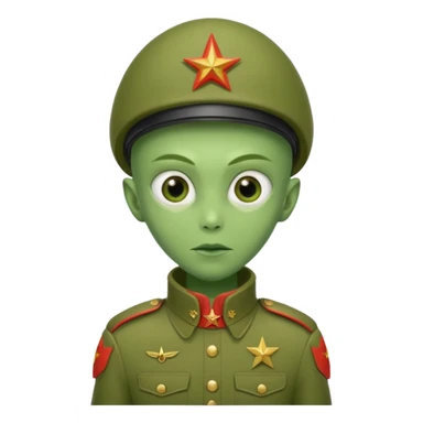 alien, wearing cccpp soldier custome, half body sticker