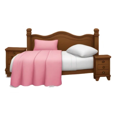 a bed with pink banket and pillows sticker