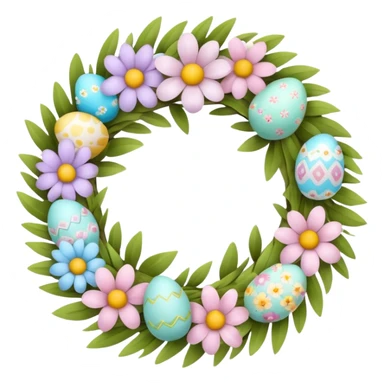 flower easter wreath in a shape of an egg sticker