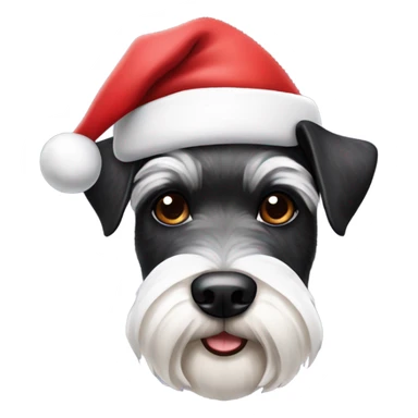 Spotted black and white schnauzer with Santa hat sticker