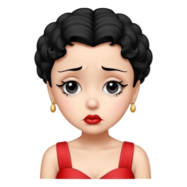 Betty boop with a very sad expression on her face sticker