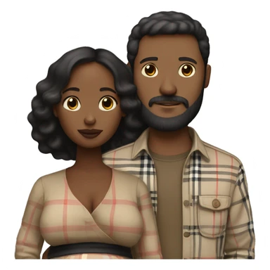 A man with beard wearing a burberry shirt with a pregnant black woman￼ sticker