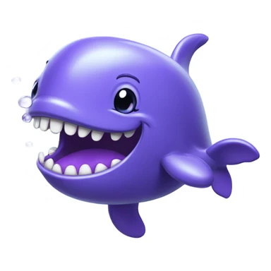 purple whale swimming with open mouth sticker