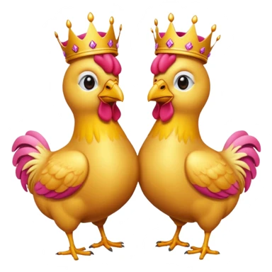 Dos pollos uno con un moño y el otro con una corona  sticker