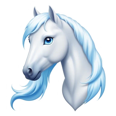 Cinematic Elegant White Horse Portrait Emoji, Head held high with a serene, graceful gaze, showcasing a magnificent pure white fur with a radiant shimmer, flowing mane and tail, and luminous blue eyes that exude beauty and grace, Simplified yet majestically refined features, highly detailed, glowing with a soft, ethereal light, high shine, poised and breathtaking, stylized with an air of pure elegance, capturing the essence of a stunning and graceful steed, so beautiful it feels like it could gallop out of the screen with effortless charm! sticker