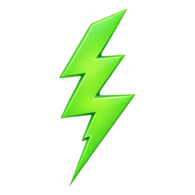 A single neon green lightning bolt emoji, glossy and smooth, cartoonish, vibrant neon green color, high detail, simple and cute design, isolated on white background, centered composition

 sticker