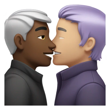 Two men kissing, one of the white with lavender hair and the other person is black with black hair  sticker