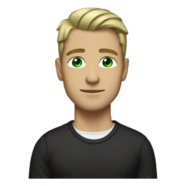 Muscular tall man with green eyes and dirty blonde short straight hair brushed back, wearing a black sweater in a casual style, loves old-money aesthetic sticker