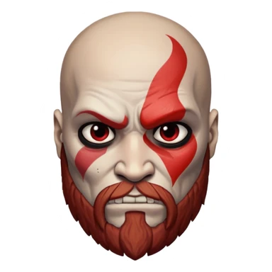 Visage de Kratos du jeu PlayStation a la perfection, c'est a dire que la marque rouge doit partir jusqu'à l'arrière du crâne  sticker