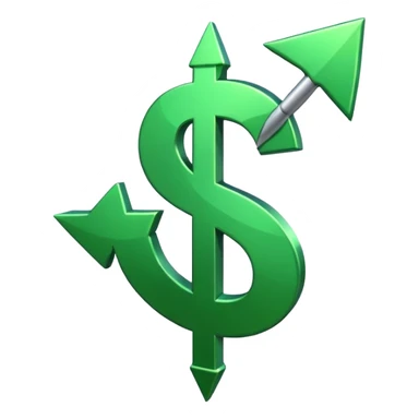 A green dollar sign with an upward trend arrow, representing financial growth. sticker