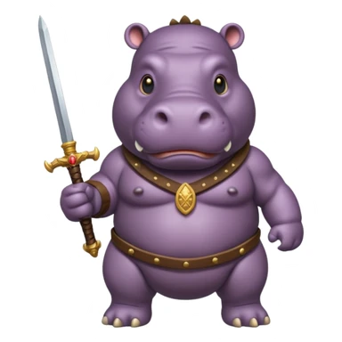 hippo with sword strapped to his front sticker