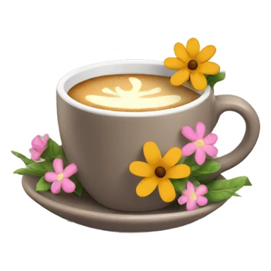 Morning coffee in cup with flowers  sticker