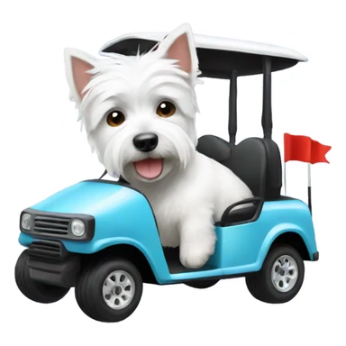 westie in a golf cart sticker