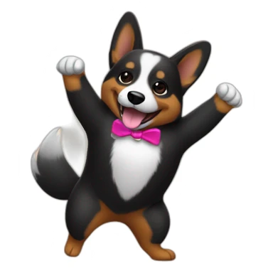 Black corgi dance disco music sticker