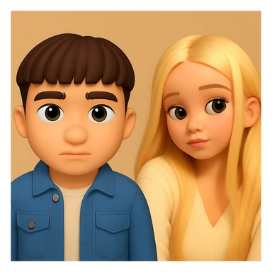 Place these two 3D emoji images on one background as two separate figures with noticeable space between them, without changing the images themselves sticker