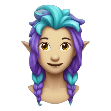 cyan dragon with purple hair sticker