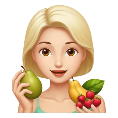 person enjoying healthy fruits with a blissful expression sticker