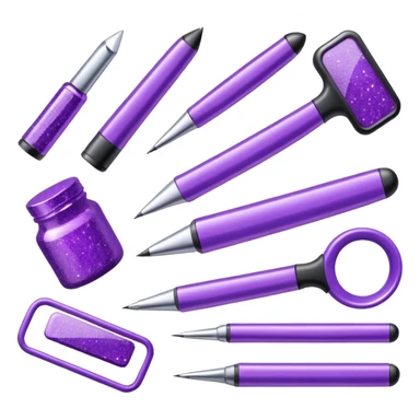 Purple Glitter office tools sticker