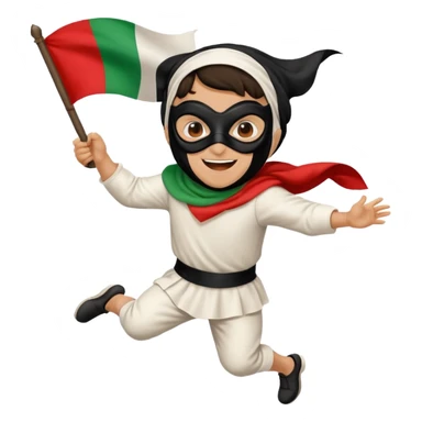 pulcinella con bandiera italiana che corre sticker