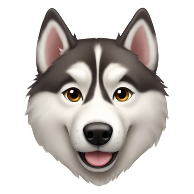 Playful siberian husky with tan fur and a light pink nose sticker