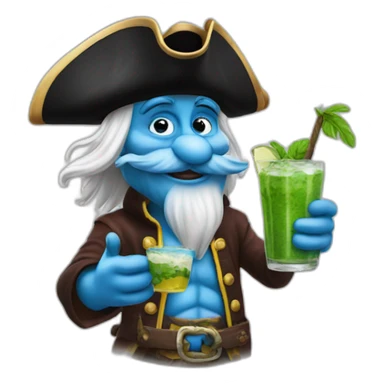 pirate Papa Smurf drinking mojito sticker