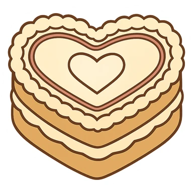 flat toon white heart-shaped vintage cake sticker