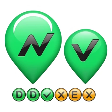 A sleek 3D icons set: a large green check mark integrated with the word "DONE" in bold black 3D text, modern corporate design, studio lighting, white background. sticker