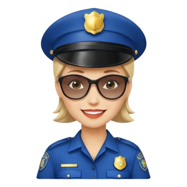 woman police with hair style and hats and sun glsses sticker