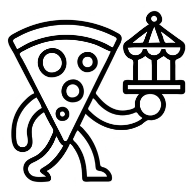 Pizza qui tien un carrousel à la mains  sticker
