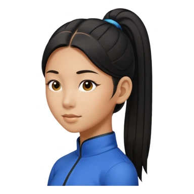 asin girl with black long slick backed hair into tight ponytail  sticker