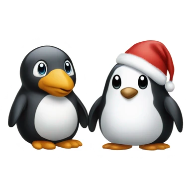 Holland lop rabbit stood with a penguin at Christmas  sticker