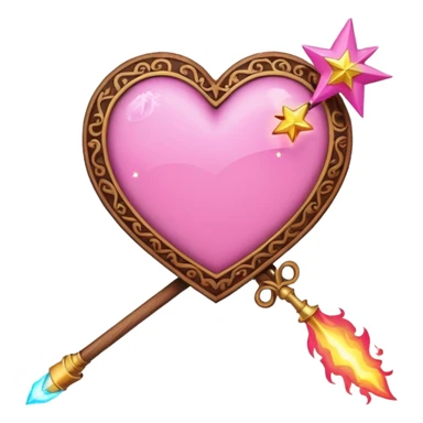 wand with a shooting star pink heart on fire like the heart is the shooting star emoji sticker