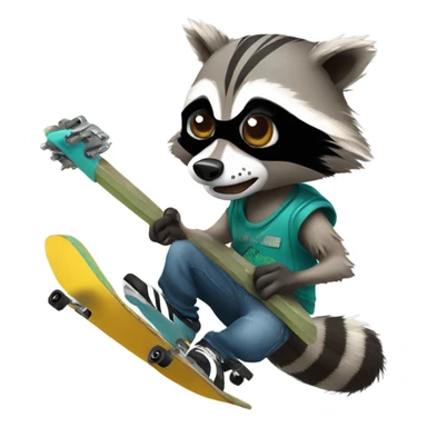 Punk raccoon shredding skateboard sticker