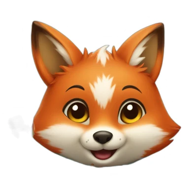 cute smiling fox in a blue sweater holding cherries sticker
