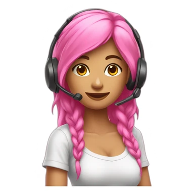 Mulher loira com fone gamer rosa sticker