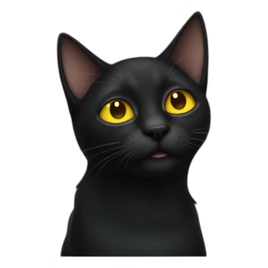 black cat with big yellow eyes sticker