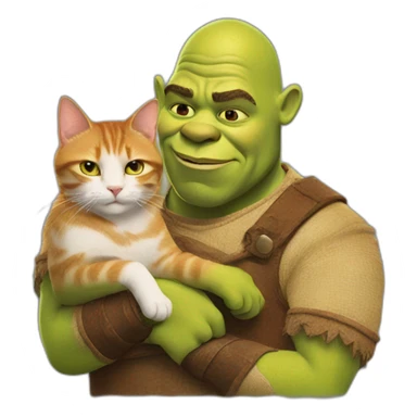 shrek holding a ginger cat sticker