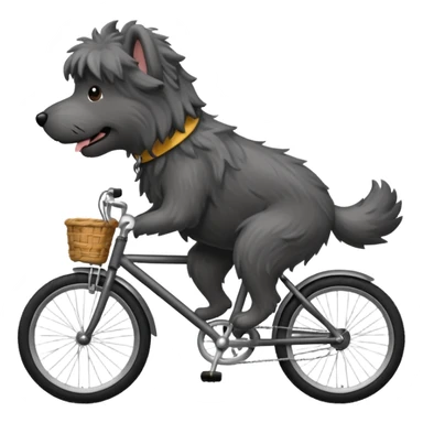 Dark gray shaggy dog on a bike sticker