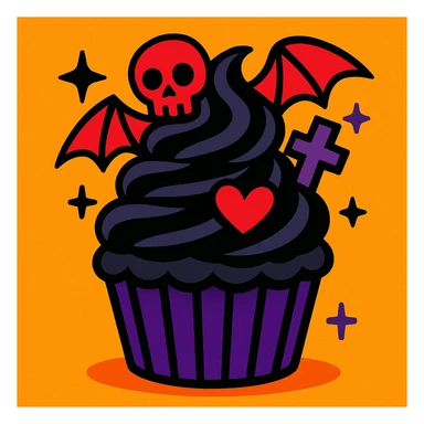 gothic cupcake, vibrant toon style sticker