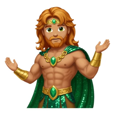 Hercules, God of Heroes from Gods and Goddesses with long reddish blonde hair, bronze and green sequin outfit sticker