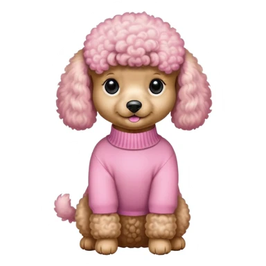 Mini poodle wearing a pink sweater sticker