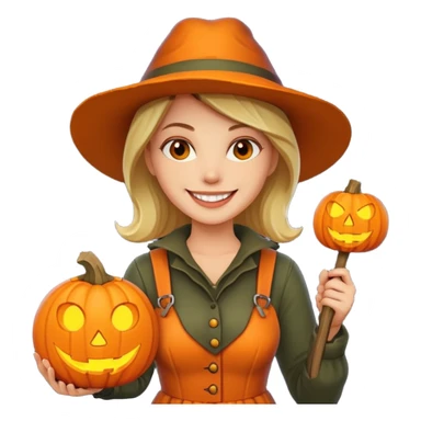 Woman Hunter With Jack o Lantern sticker