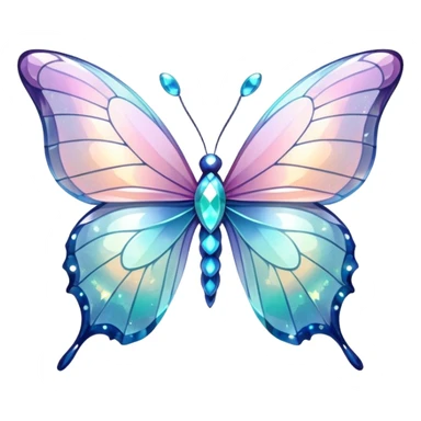 Pastel sparkly glittery shiny iridescent glass crystal butterfly sticker