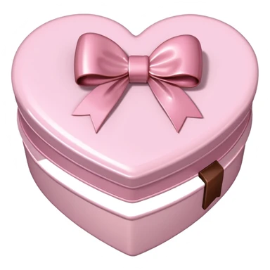 pale pink heart box, pale pink bow, filled with chocolates inside sticker