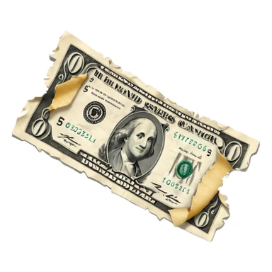 Ripped in half dollar bill sticker