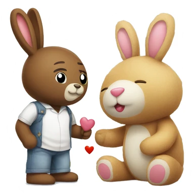 Teddy and bunny in love sticker