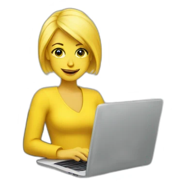 Yellow hair woman with a laptop sticker